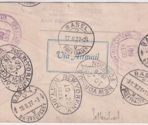 Switzerland / US 1926-27 Pestalozzi Swiss Flight Cover with Dual Franking