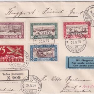 Liechtenstein / Switzerland 1928 First Flight Geneva-Zurich-Munich-Vienna