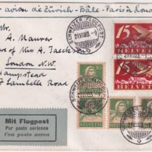 Switzerland 1923 First Flight Zurich - London with C3