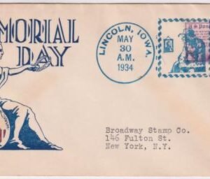US Iowa, Lincoln 737 Fancy Cancel Cover, Memorial Day