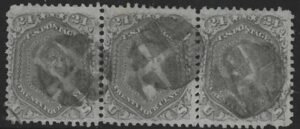 US 78b Early Classics  F-VF Used Nicely Centered Strip of 3, Perf Flaws Left and Right Stamp cv $1400