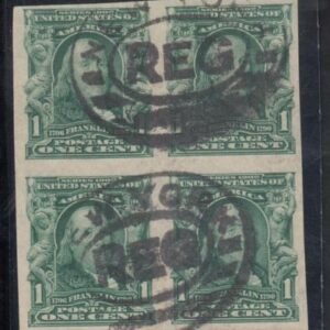 US 314 Bureau & Regular Issues Used F-VF Block Top 2 Stamps Horiz Internal Wrinkle Visible On Reverse