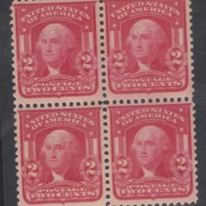 US 319c Bureau & Regular Issues Mint NH/LH VF Beautiful Scarlet Block of 4