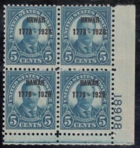 US 648 Mint F - VF NH Plate # Block