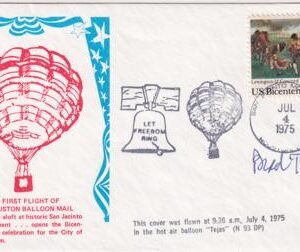 US 1563 on Flown Hot Air Balloon Cover Signed by the Designer