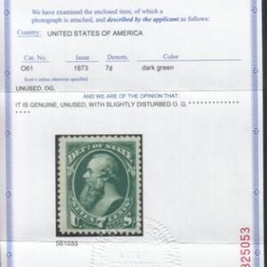 US O61 Officials Mint LH VF Large Margins, PF Cert
