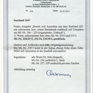 Saar 175a-87a Mint NH VF-XF Rare 1st Printing. Most Double Signed With Geigle BPP Certs - Beautiful!