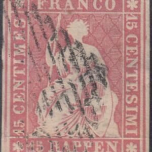 Switzerland 17 Var. (SBK 24Aa) Used VF 1st Issue "Mattzosa" Unlisted In Scott 4 Frame Lines, 3 Large Margins around. Nussbaum Cert.