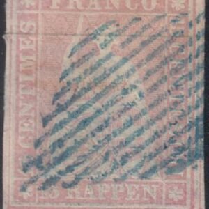 Switzerland 33 (SBK 24F) Used VF-XF 4 Frame Lines, Margins All Around Hunziker Cert. Nice Blue Grid