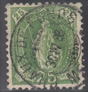 Switzerland 83 (SBK 67a) Used XF Rich Olive Green - S-O-N Cancel
