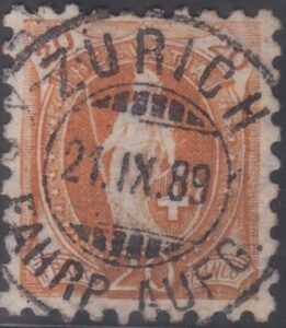 Switzerland 89 (SBK 66B) Used VF Full Perfs, S-O-N Cancel
