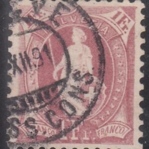 Switzerland 87C (SBK 71C) Used XF 11 1/2 x 11, Control Mark I, Beautiful!