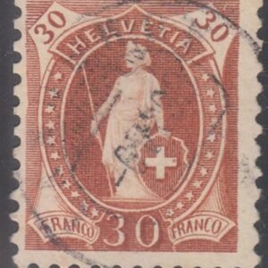 Switzerland 95C (SBK 68C) Used F-VF 11 1/2 x 11 Control Mark I, Light 1892 Cancel - Scarce!