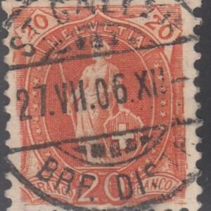 Switzerland 105 (SBK 86A) Used XF 11 1/2 x 1 WMK, White Paper S-O-N Cancel