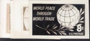 US 1129 4 Large Sized Photo Essays VF, Approved Design World Peace Through Trade