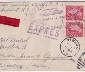 US 1928 Zeppelin American Flight Cover with C6 Block of 4