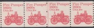 US 1908 NH VF Plate # 2 Strip of 6 - Key To The 20 ct. Fire Pumper Tiny Natural Inclusion Speck Left Stamp