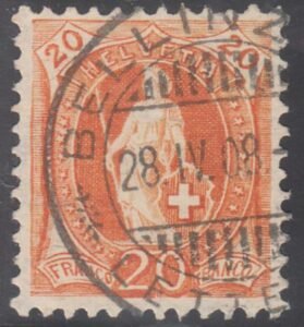 Switzerland 119 (SBK 94A) Used XF 11 1/2 x 12, Granite Paper - S-O-N Cancel (Each Stamp Different Shade)
