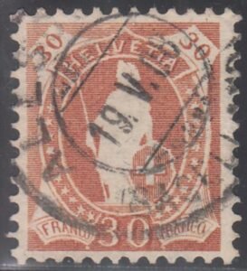 Switzerland 121 (SBK 96A) Used VF-XF 11 1/2 x 12, Granite, Wmk