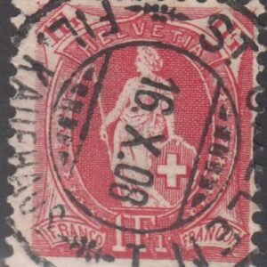 Switzerland 124 (SBK 99A) Used F-VF 1 Fr Red Granite Peper 11 1/2 x 12