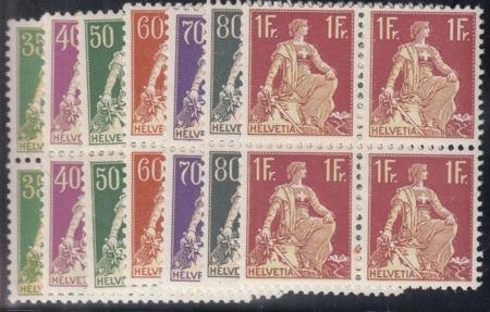 INV-23097itExt_07f17eec-c2df-486e-9dc7-ca363cd5949c Switzerland 135a/144a Mint NH VF Scarce Complete Set Of Blocks