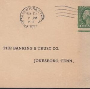 US 408 FDCS Shermack Type III Miscut Error, NY May 15, 1916 On Bank Card. Unusual!