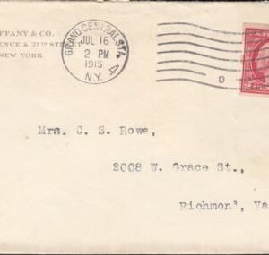 US 409 FDCS Shermack III NY July 16, 1915 Tiffany + Co. VF Stamp + Cover