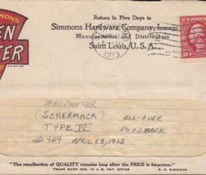 US 409 FDCS Mail-O-Meter IV On Keen Kutter Tool Adv., Multicolor On Face All Over B+W On Reverse, St.Louis Apr. 23, 1913, Cover Folder Lightly Once Vert. + Horiz.