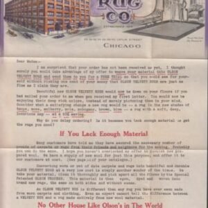 US 575 FDCS Chicago Precancel Shermack III VF Stamp On Edge, Flow Cover Due To Very Heavy Contents Still Present. Olsen Rug Advertising 5 Pieces, Mostly Multicolor Incl. Spectacular Piece Allowing You To Compare Rug Sample Colors On Your Floor!