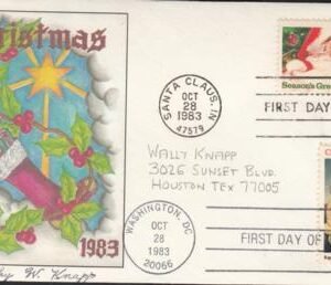 US 2063-4 FDC Dorothy Knapp Combo FDC With Her Printed Cachet Addressed To Son Wally Knapp, Autographed By Her. Unique! Ex Wally Knapp, 2 Separate Cancels