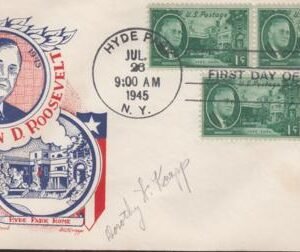 US 930 FDC 1c FDR Fleetwood/Knapp Printed Cachet Unaddressed. FDC Autographed By Dorothy Knapp. Ex Wally Knapp, Unique!