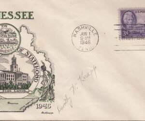 US 941 FDC 3c Tennessee Fleetwood/Knapp Printed Cachet Unaddressed FDC, Autographed By Dorothy Knapp. Ex Wally Knapp. Unique!