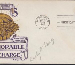 US 946 FDC Fleetwood/Knapp Printed Cachet Unaddressed FDC, Autographed By Dorothy Knapp. Ex Wally Knapp. Unique!