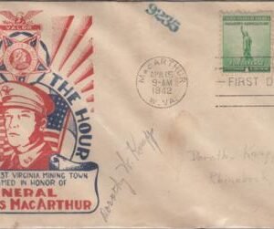 US 899-900 FDC On McArthur, WV Special Cancel. Knopp Printed Cachet Addressed To Dorothy Knopp In Rhinebeck, Autographed By Her. Ex Wally Knapp. Unique!