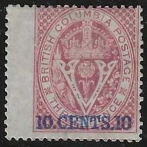 Vancouver Island 10 F-VF Mint H Scarce Wing Copy - Fresh Color - Greene Cert