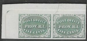 US 10X1TC4b Essays and Proofs XF Mint 5 Cent Green Trial Color Plate Proof Pair From the UL Corner Margin