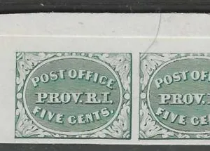 US 10X1TC4b Essays and Proofs XF Mint 5 Cent Green Trial Color Plate Proof Pair From the UL Corner Margin