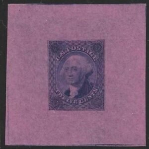 US 69E3P Essays and Proofs XF Mint Die 1 in Blue on Thin Pink Wave 50x50 mm - Rare + Lovely