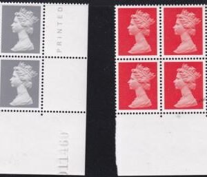 Great Britain 1997 XF NH Machin Essays By Courvoisier In Red-Orange & Grey Block Of 4