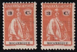 Mozambique 172a Mint H F-VF Country + Denominction Doubled, 2nd Light 1/2" Higher - Unpriced in Scott