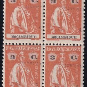 Mozambique 172a Mint NH F-VF Block Denominction + Country Printed Twice, 2nd Light 1/2" Higher - Unpriced In Scott