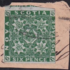 Nova Scotia 5 Used On Piece 3 1/2 Margins - Top Huge - Into Stamp Above