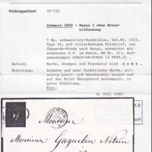 Switzerland 7 (SBK 15II) VF/XF Stamp On XF Complete Folded Business Letter