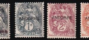 French Andorra 1-3, P1 F-VF NH Single, P1 1931 1st Issue