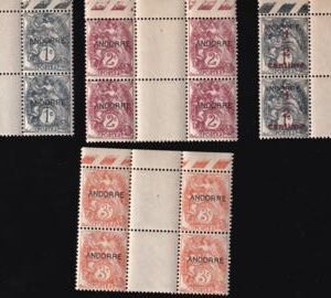 French Andorra 1-3, P1 F-VF NH Block, P1 1931 1st Issue