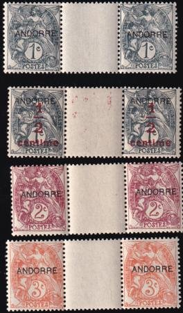 INV-23541itExt French Andorra 1-3, P1 F-VF NH Pair, P1 1931 1st Issue