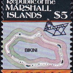 US 108 Trust Territories Marshall Islands NH VF $5 Def. Bikini Stick Chart
