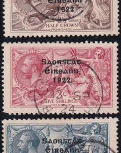 Ireland 77b-9b Used F-VF Wide Spacing Date Set, Dublin CDS Cancels 78b(140) Short LL Corner Perf