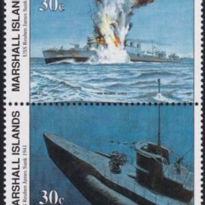 US 286-87(W25) Trust Territories Marshall Islands WWII Anniversaries NH VF Reuben James Sinking