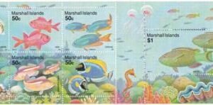 US 434-40a Trust Territories Marshall Islands NH VF Reef Life Booklet Pane